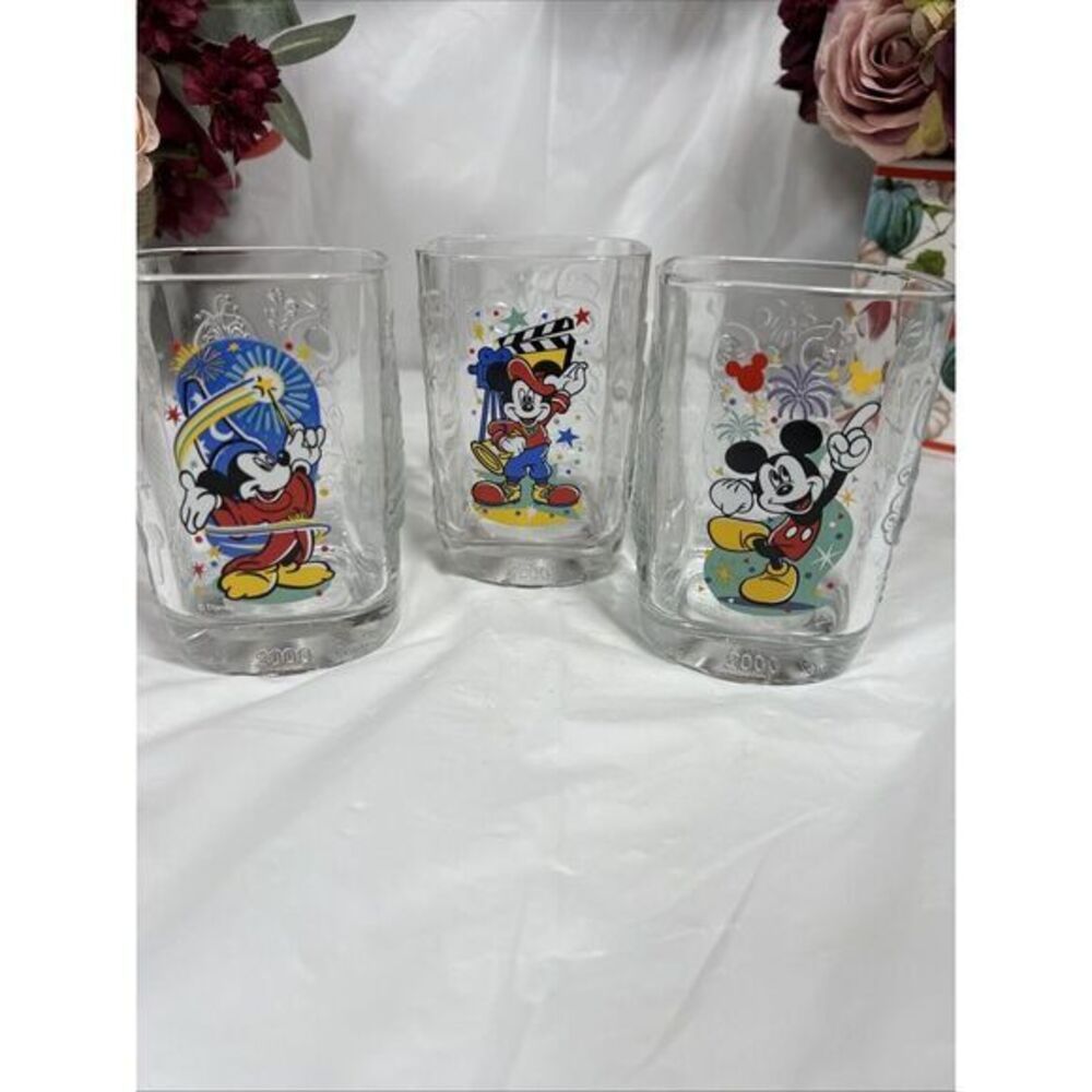 Walt Disney World 2000 McDonald's Celebration Mickey Mouse 3 Square Glasses. - Picture 2 of 13